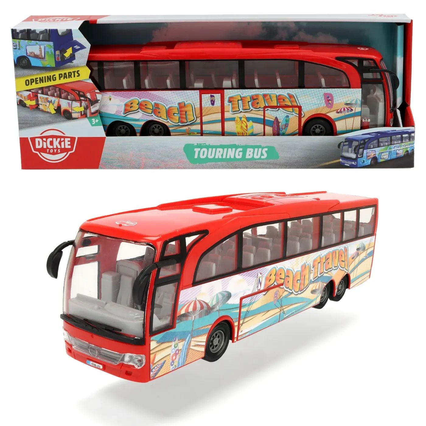 Läs mer om Turistbuss - Touring Bus - Beach Travel - Röd - Dickie Toys