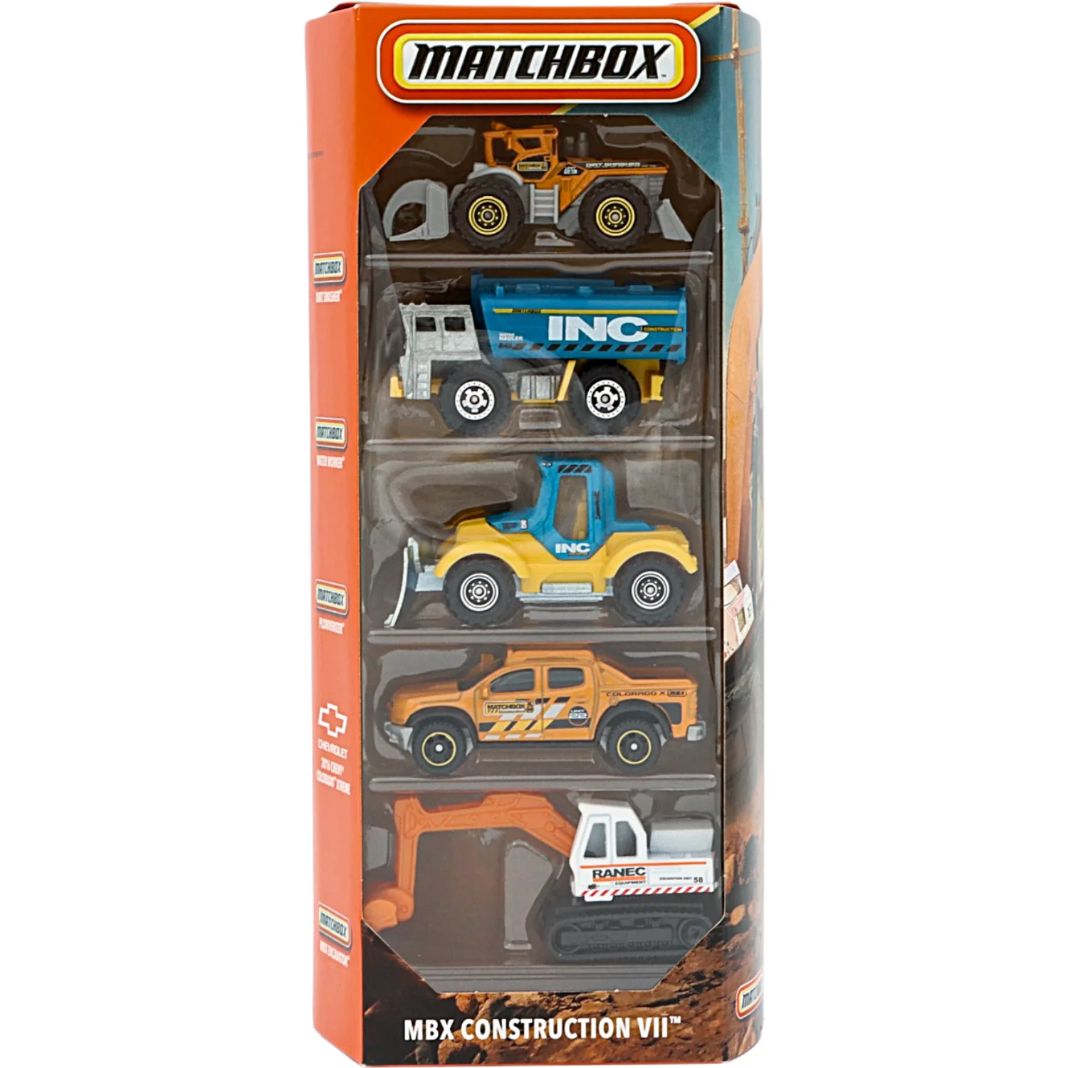 MBX Construction VII - 5-pack byggfordon - Matchbox