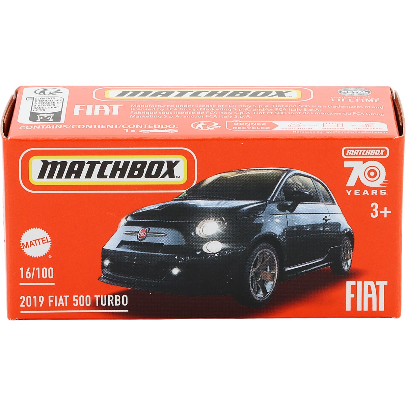 Läs mer om 2019 Fiat 500 Turbo - Svart - Power Grab - Matchbox