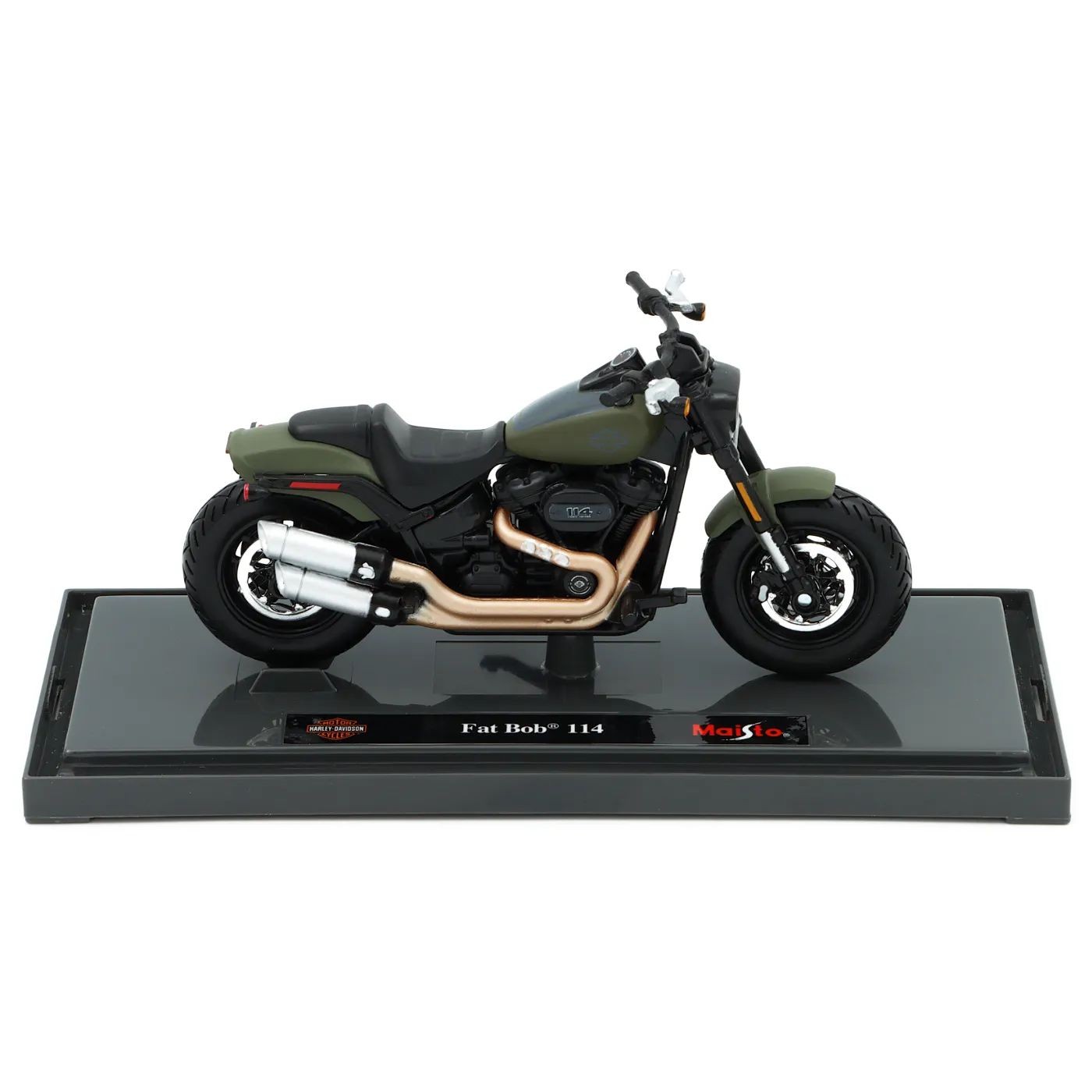 Fat Bob 114 – Harley-Davidson – Olivgrön – Maisto – 1:18