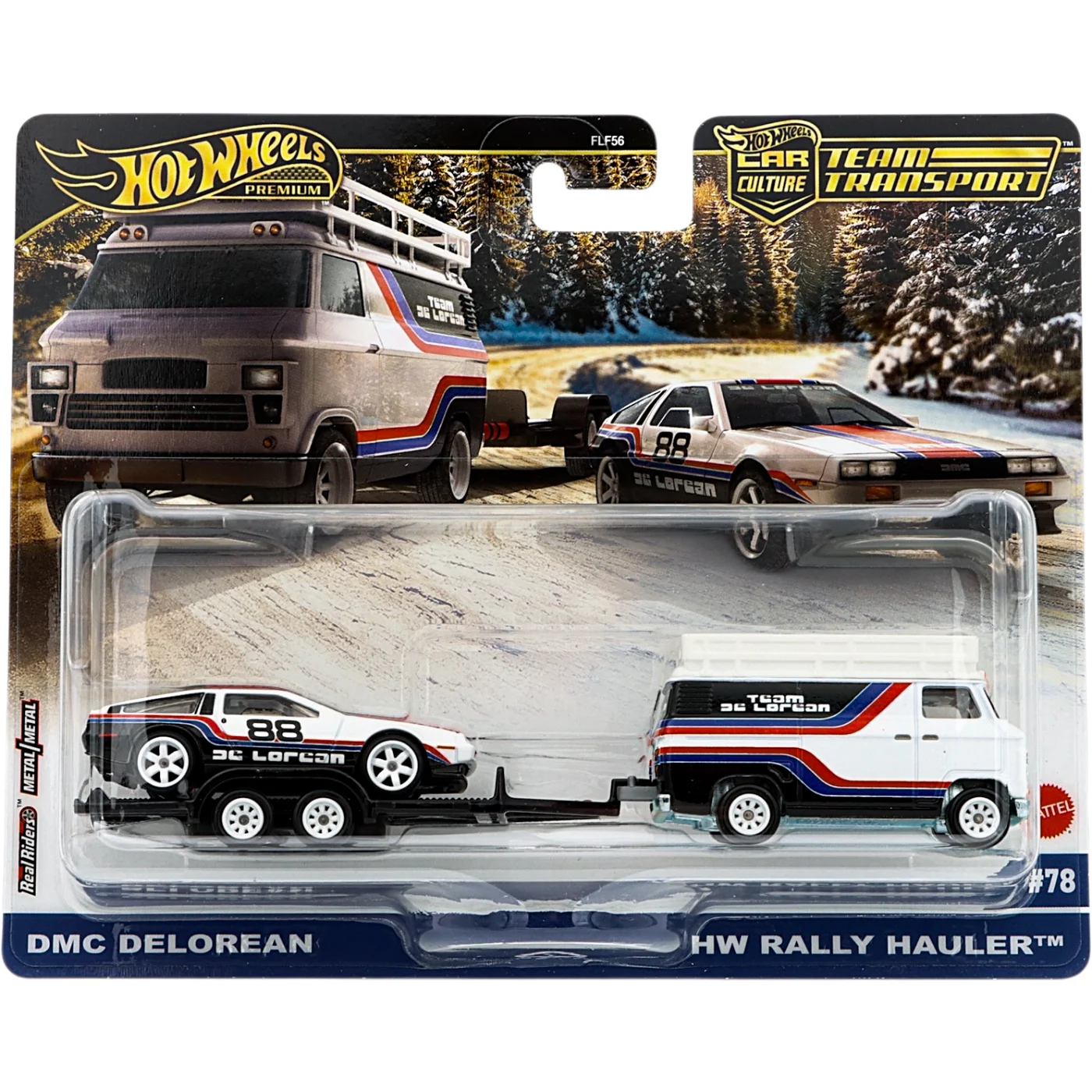 DMC Delorean + HW Rally Hauler - Team Transport - Hot Wheels