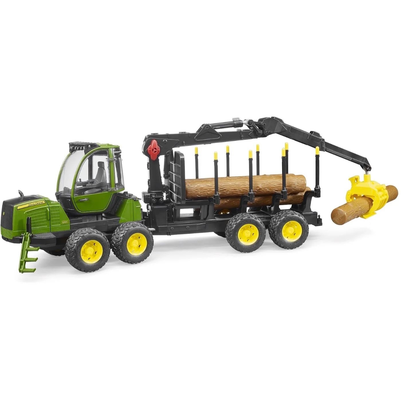 John Deere 1210E Skotare + Kran och Stockar – Bruder – 60 cm