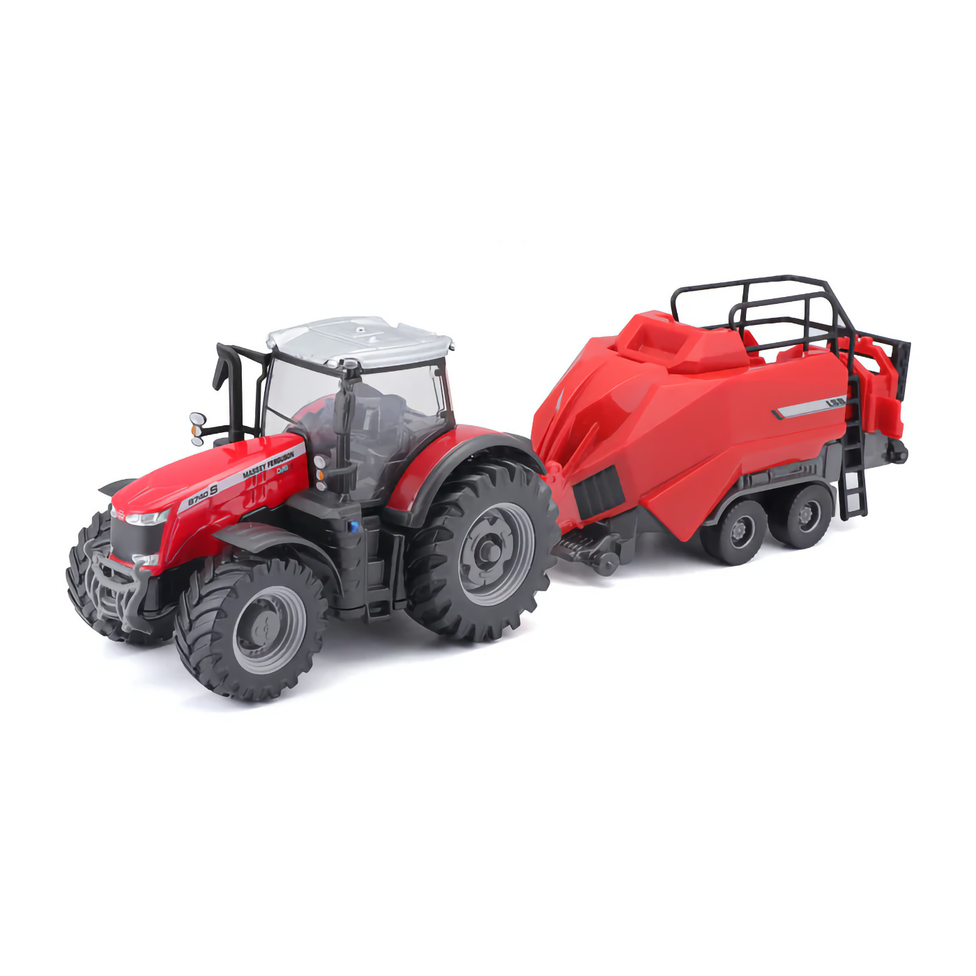 Traktor med balpress - Massey Ferguson 8740S - Bburago