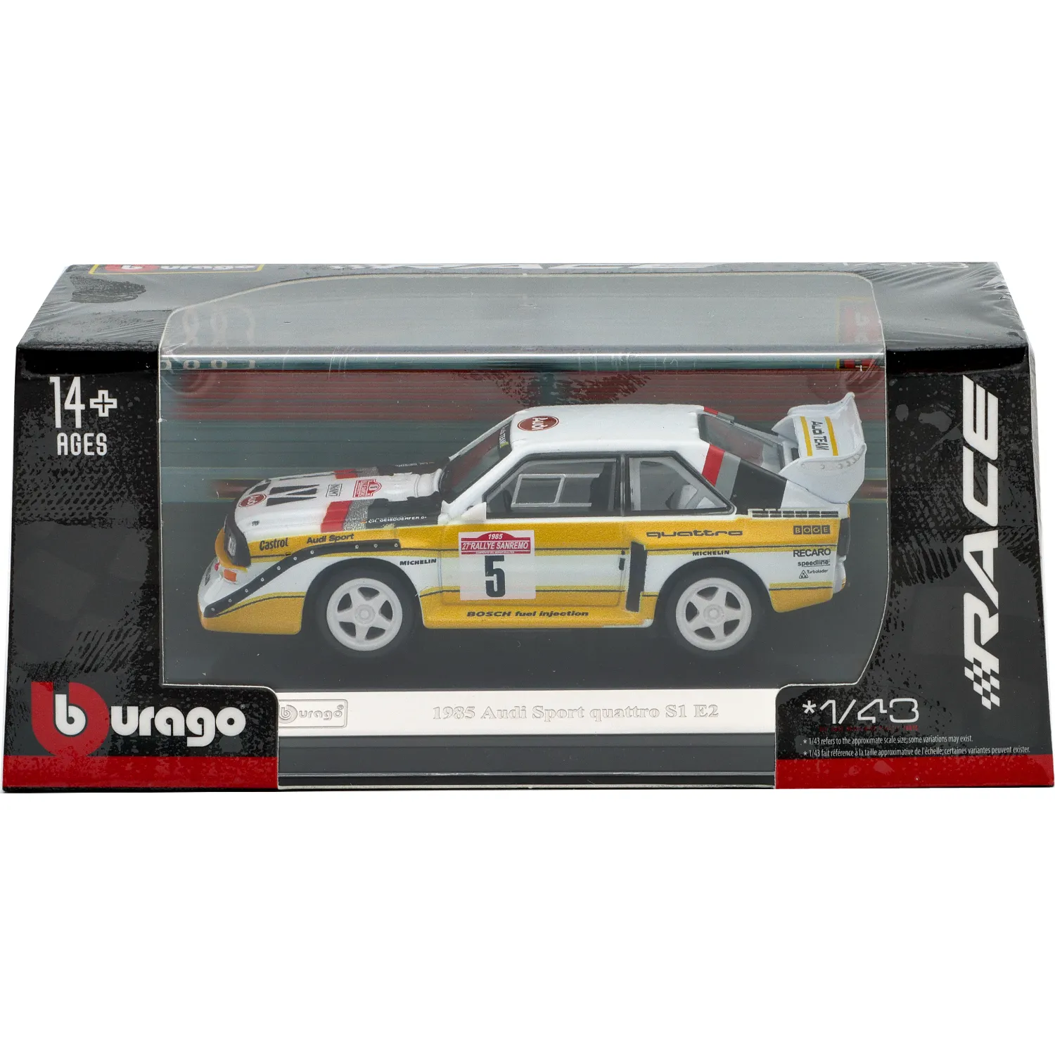 1985 Audi Sport quattro S1 E2 - Rohrl / Geistdörfer - Bburago - 1:43