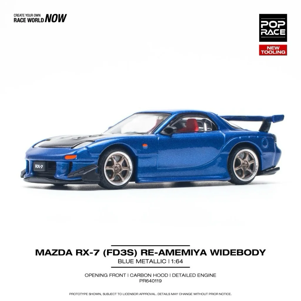 Mazda RX-7 (FD3S) RE-Amemiya Widebody Blå - Pop Race - 1:64
