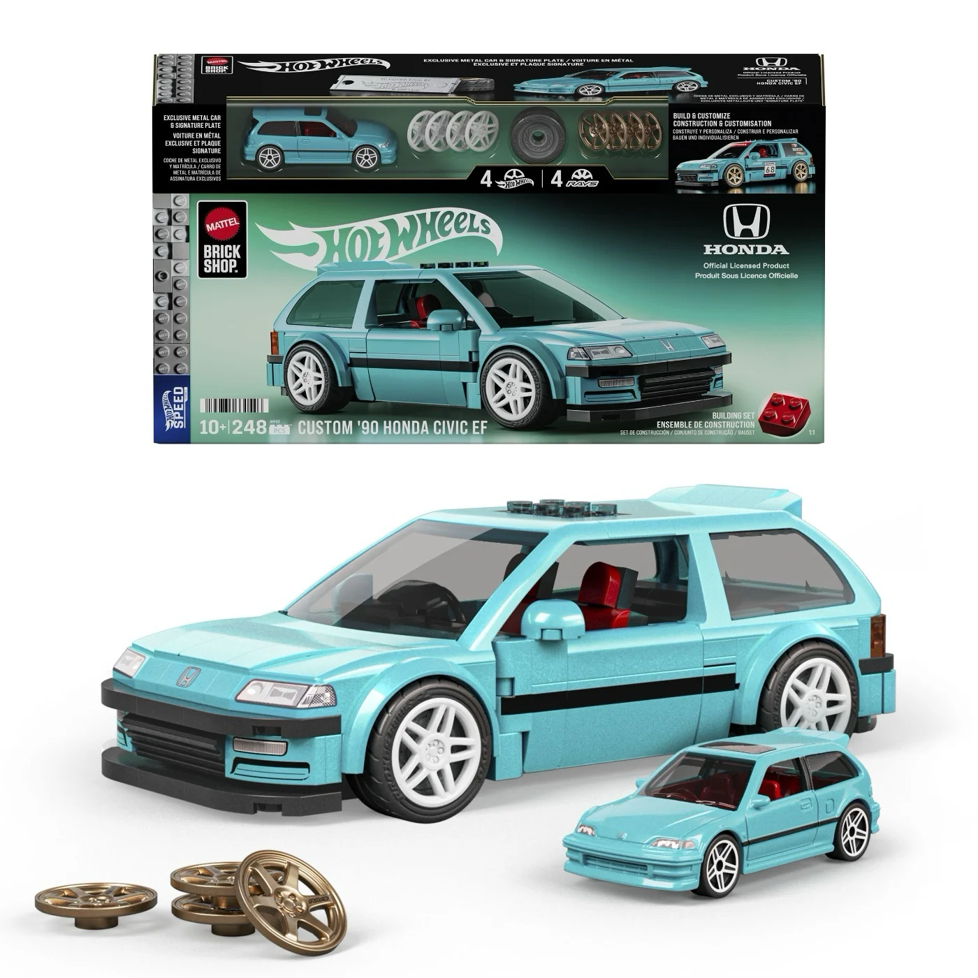 Custom '90 Honda Civic EF - Mattel Brick Shop - Klossbyggsats - Hot Wheels Speed Series