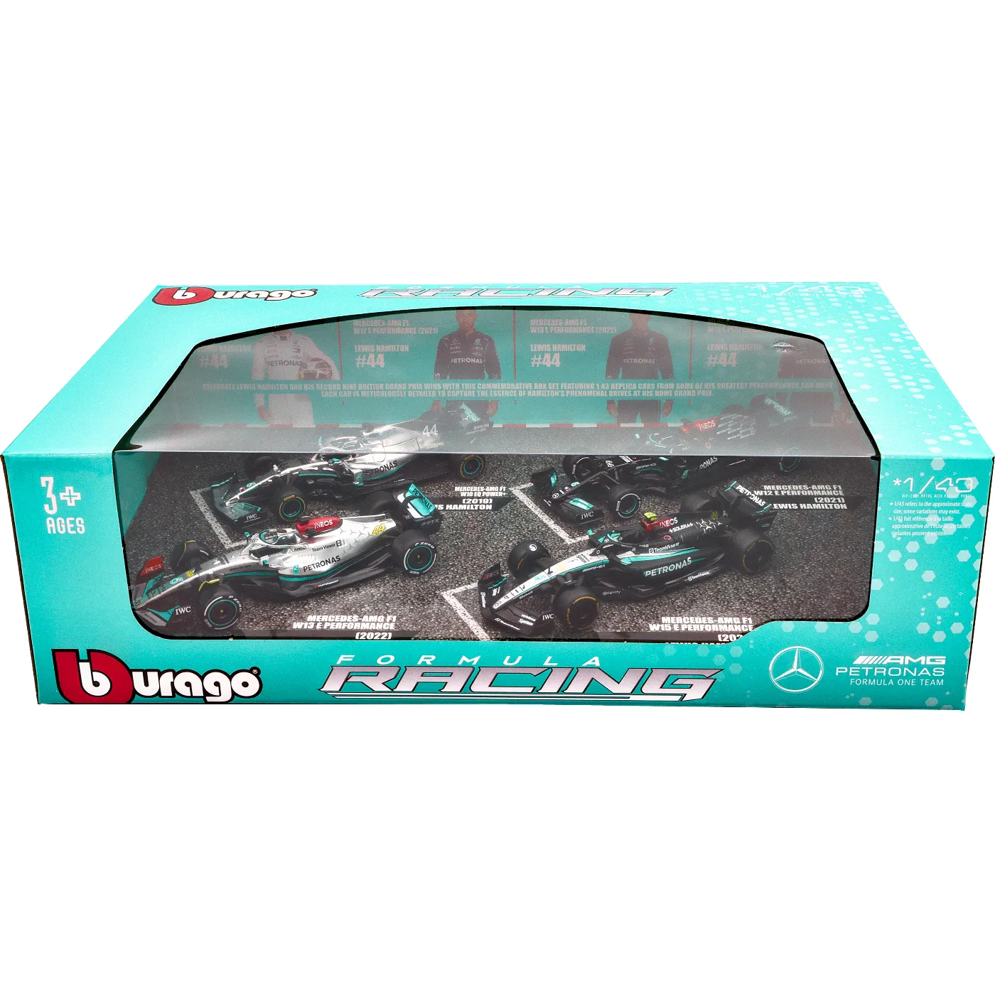 4 x Lewis Hamilton - Mercedes-AMG F1 - Bburago - 1:43