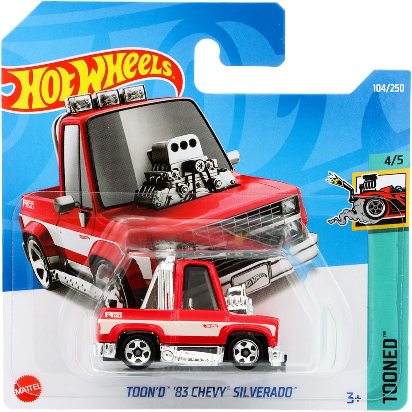 Läs mer om Toond 83 Chevy Silverado - Tooned - Röd - Hot Wheels