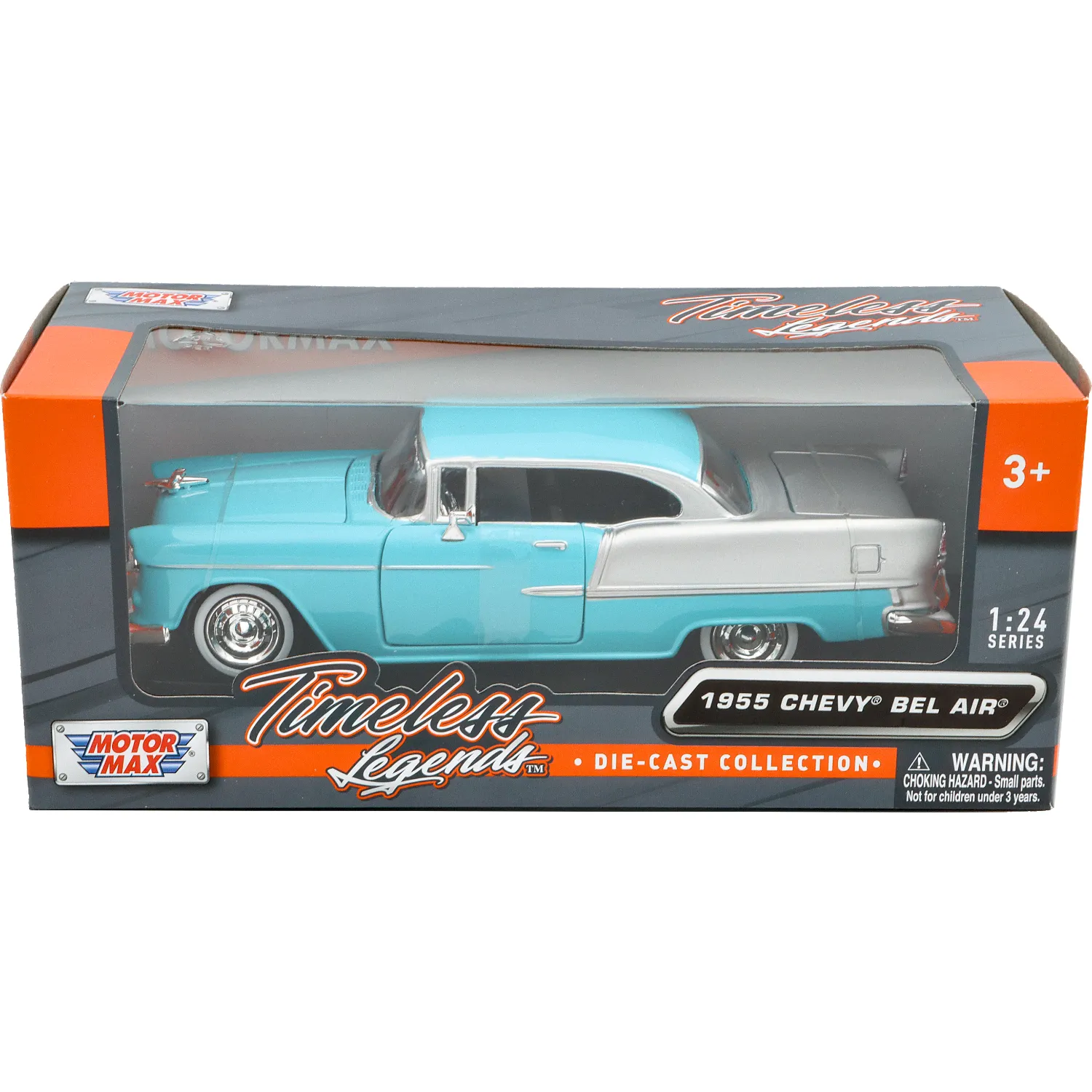 1955 Chevy Bel Air - Ljusblå / Silver - Motormax - 1:24