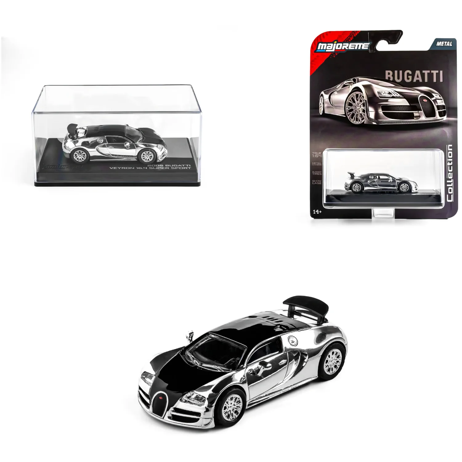 2005 Bugatti Veyron 16.4 Super Sport - Silver/Svart - Collection Series - Majorette - 1:64