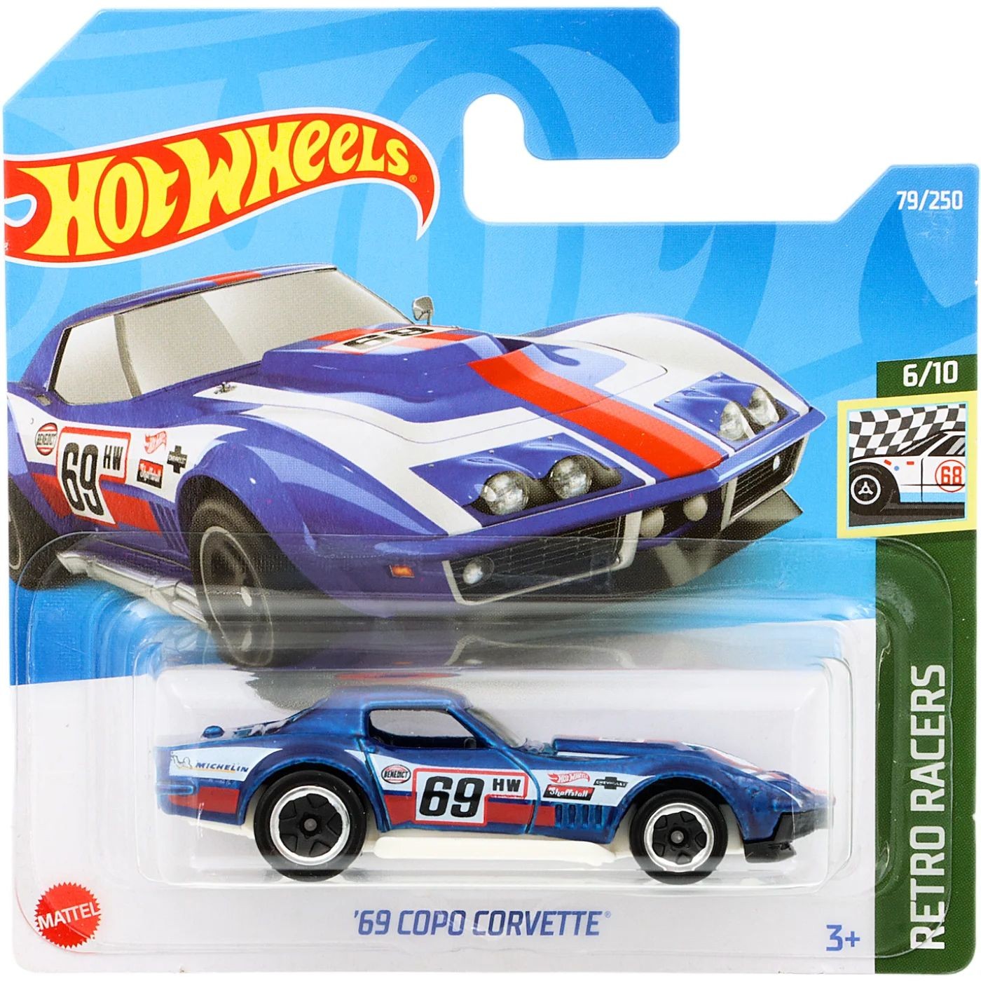 Läs mer om 69 Copo Corvette - Retro Racers - Blå - Hot Wheels