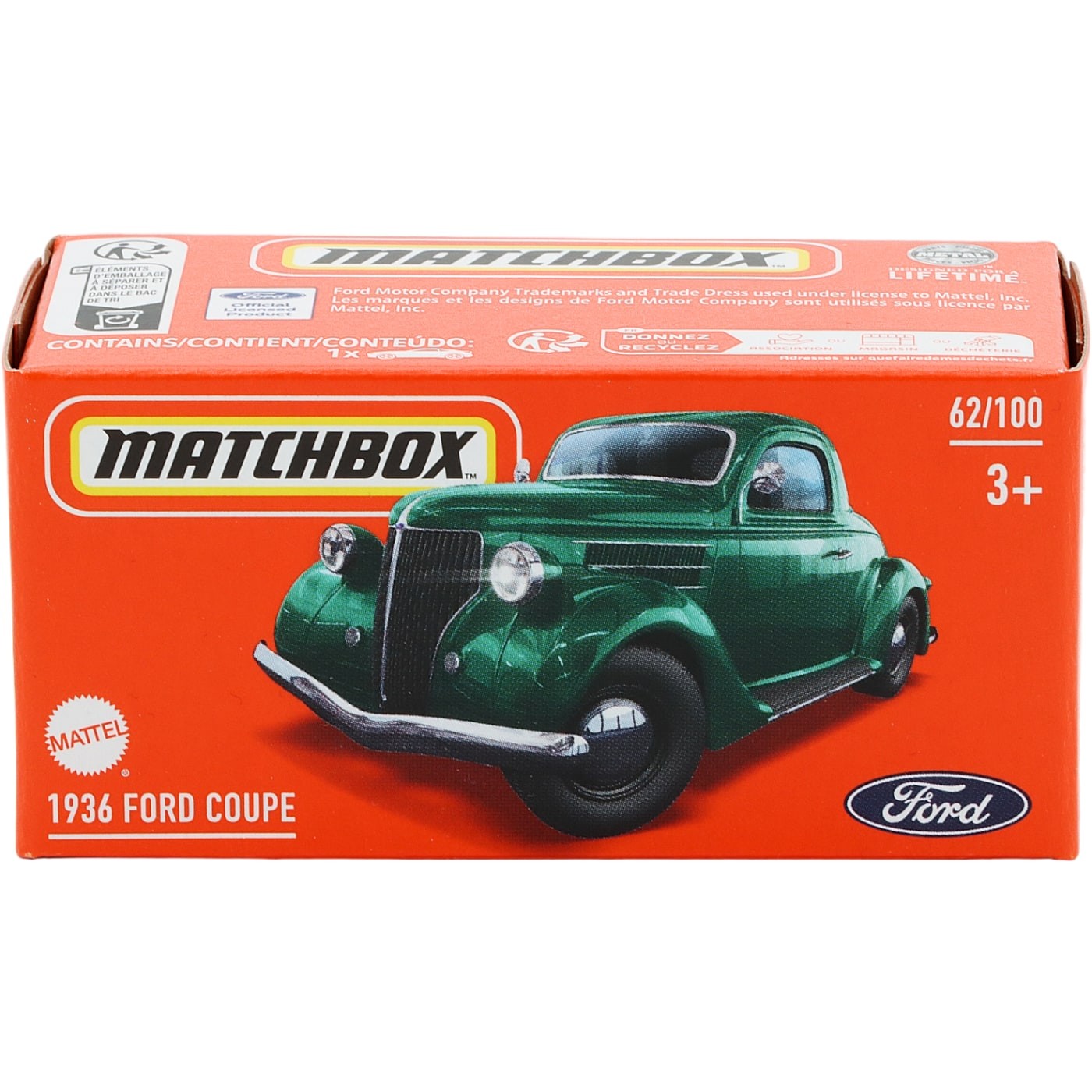 1936 Ford Coupe – Grön – Power Grab – Matchbox