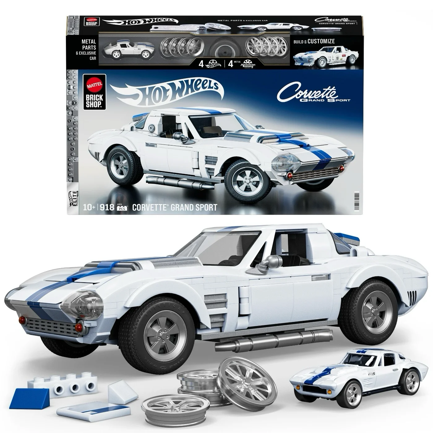 Corvette Grand Sport - Mattel Brick Shop - Klossbyggsats - Hot Wheels Elite Series