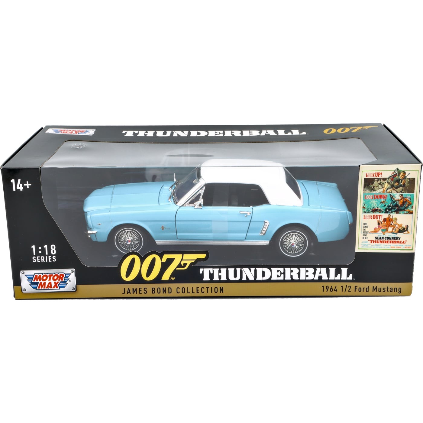 1964 1/2 Ford Mustang – Blå – Thunderball – Bond – MM – 1:18