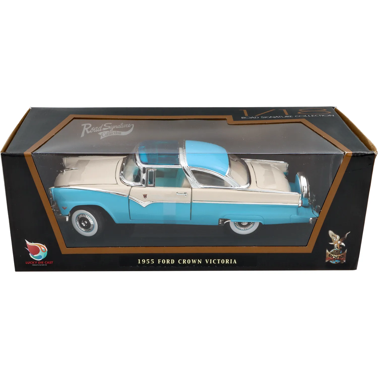 1955 Ford Crown Victoria - Blå / Vit - Lucky Die Cast - 1:18