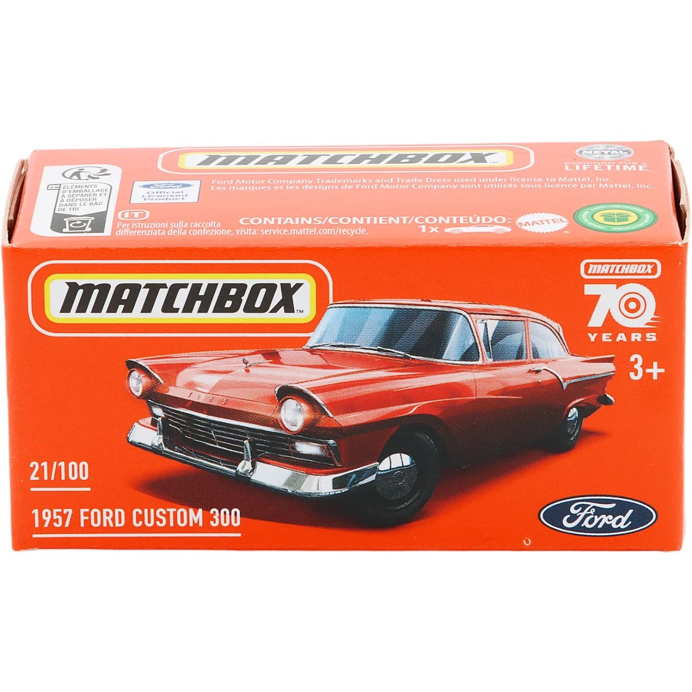 1957 Ford Custom 300 – Röd – Power Grab – Matchbox