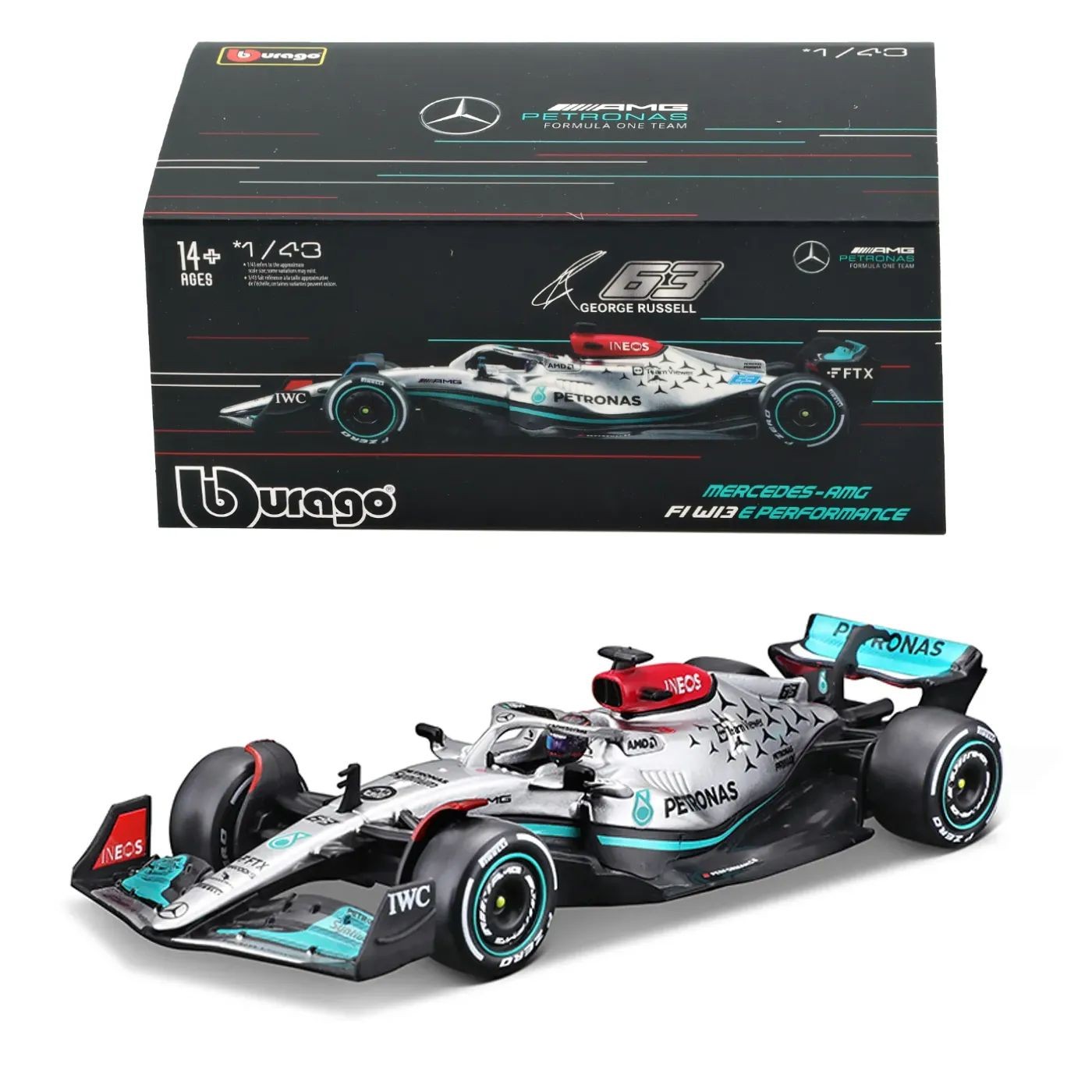 F1 – Mercedes-AMG – W13 – George Russell #63 – Bburago 1:43