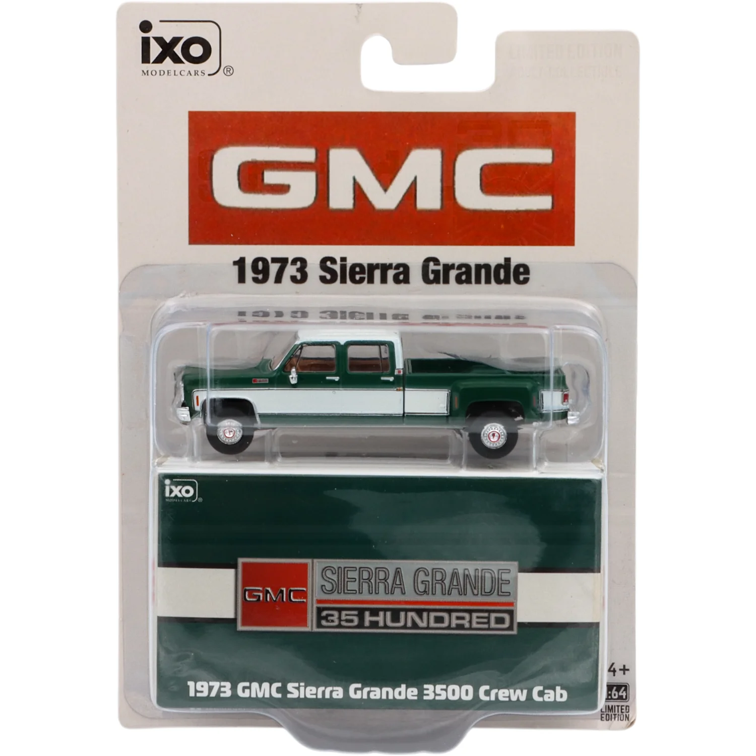 1973 GMC Sierra Grande 3500 Crew Cab - Grön / Vit - Ixo America - 1:64