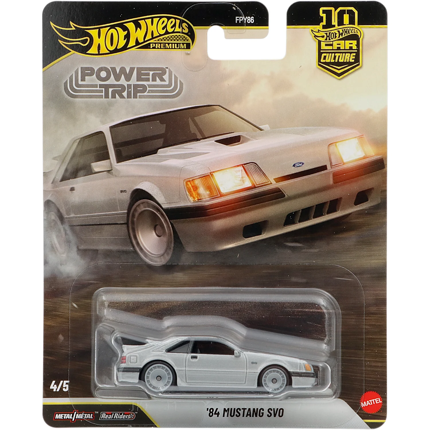 '84 Ford Mustang SVO - Silver - Power Trip - Hot Wheels