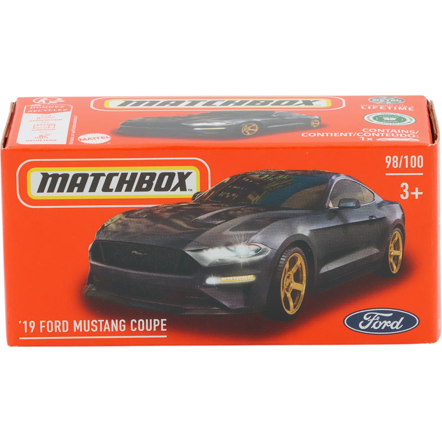 '19 Ford Mustang Coupe - Svart - Power Grab 98/100 - Matchbox