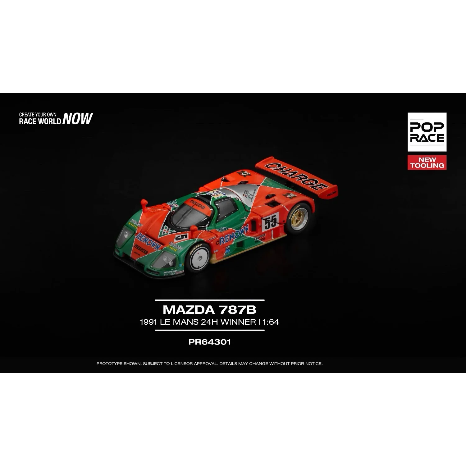 Mazda 787B 1991 Le Mans Winner - Orange / Grön - 301 - Pop Race - 1:64