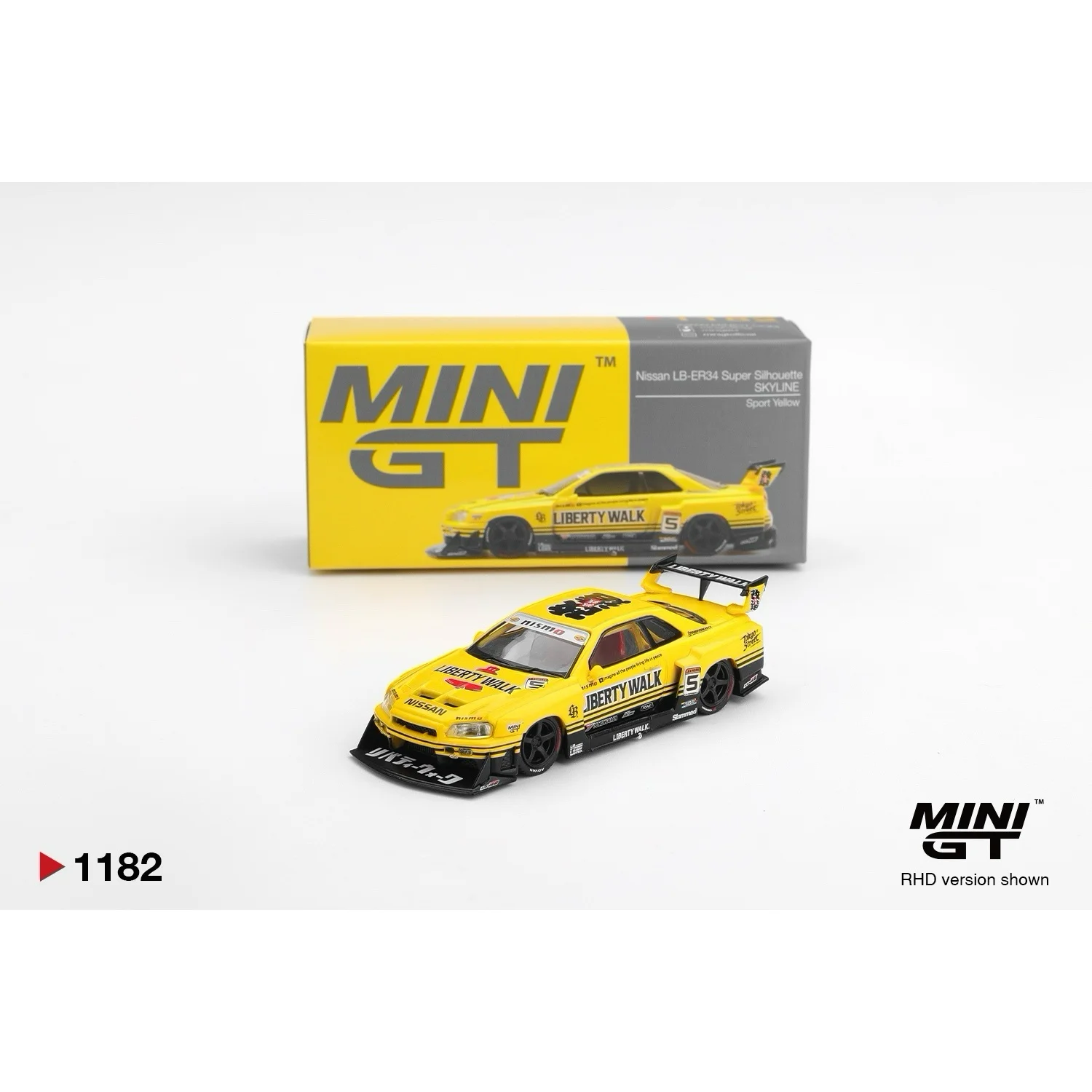 Nissan LB-ER34 Super Silhouette Skyline Sport Yellow - Gul - 1182 - Mini GT - 1:64