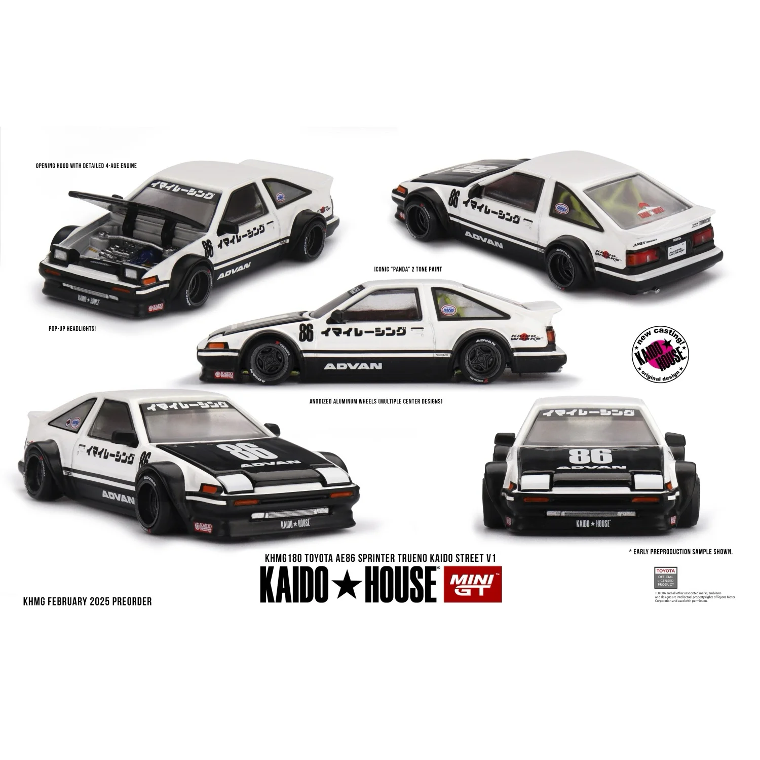 Toyota AE86 Sprinter Trueno Kaido Street V1 - 180 - Kaido House x Mini GT - 1:64