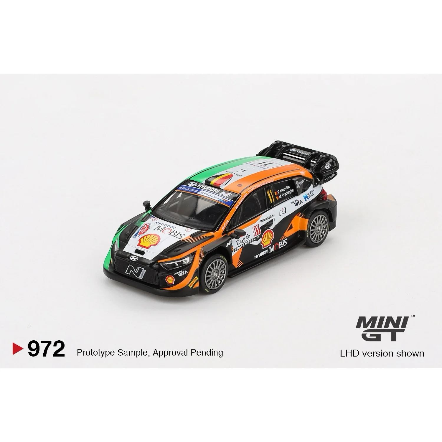 Hyundai i20 N Rally1 #11 2023 Rally Croatia Power Stage Winner - Orange - 972 - Mini GT - 1:64