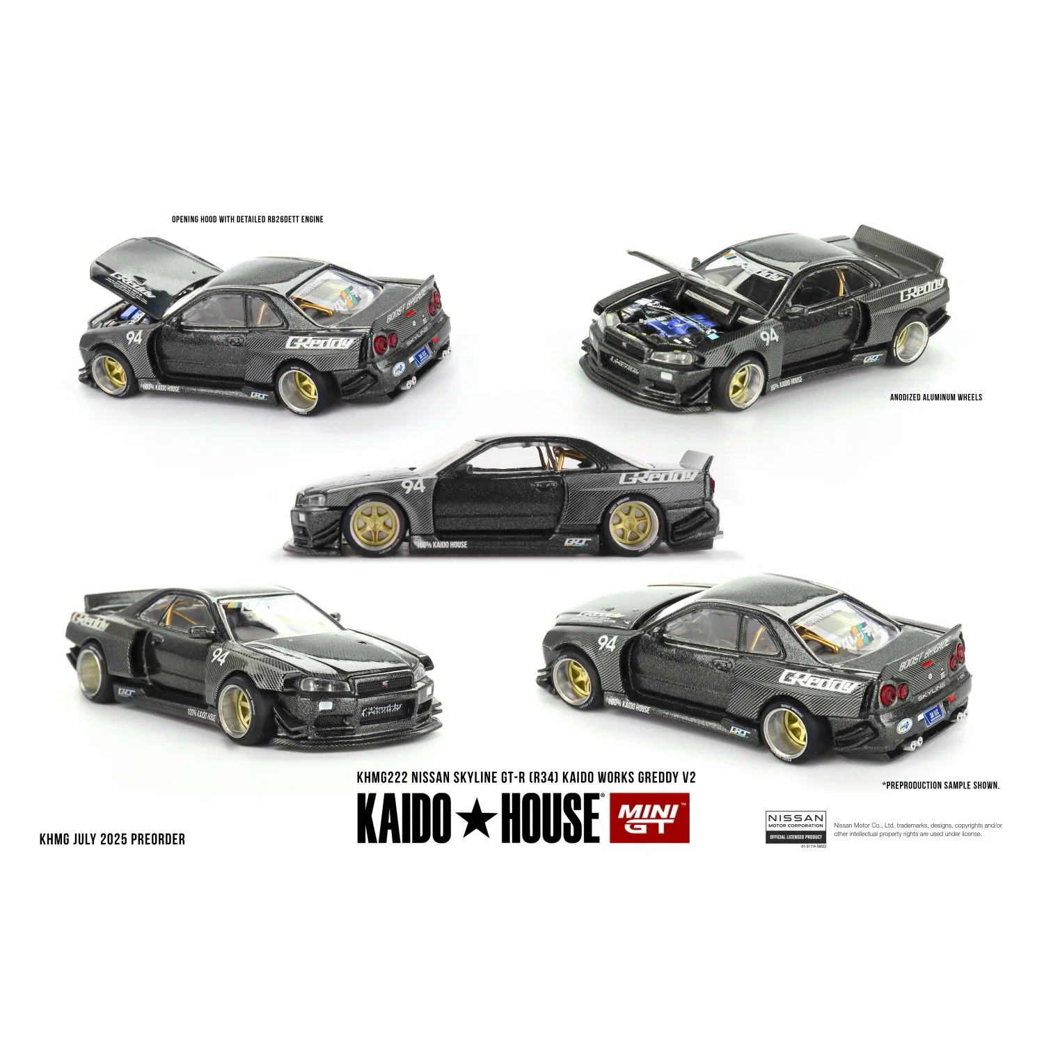 Nissan Skyline GT-R (R34) Kaido Works GReddy V2 - 222 - Kaido House x Mini GT - 1:64