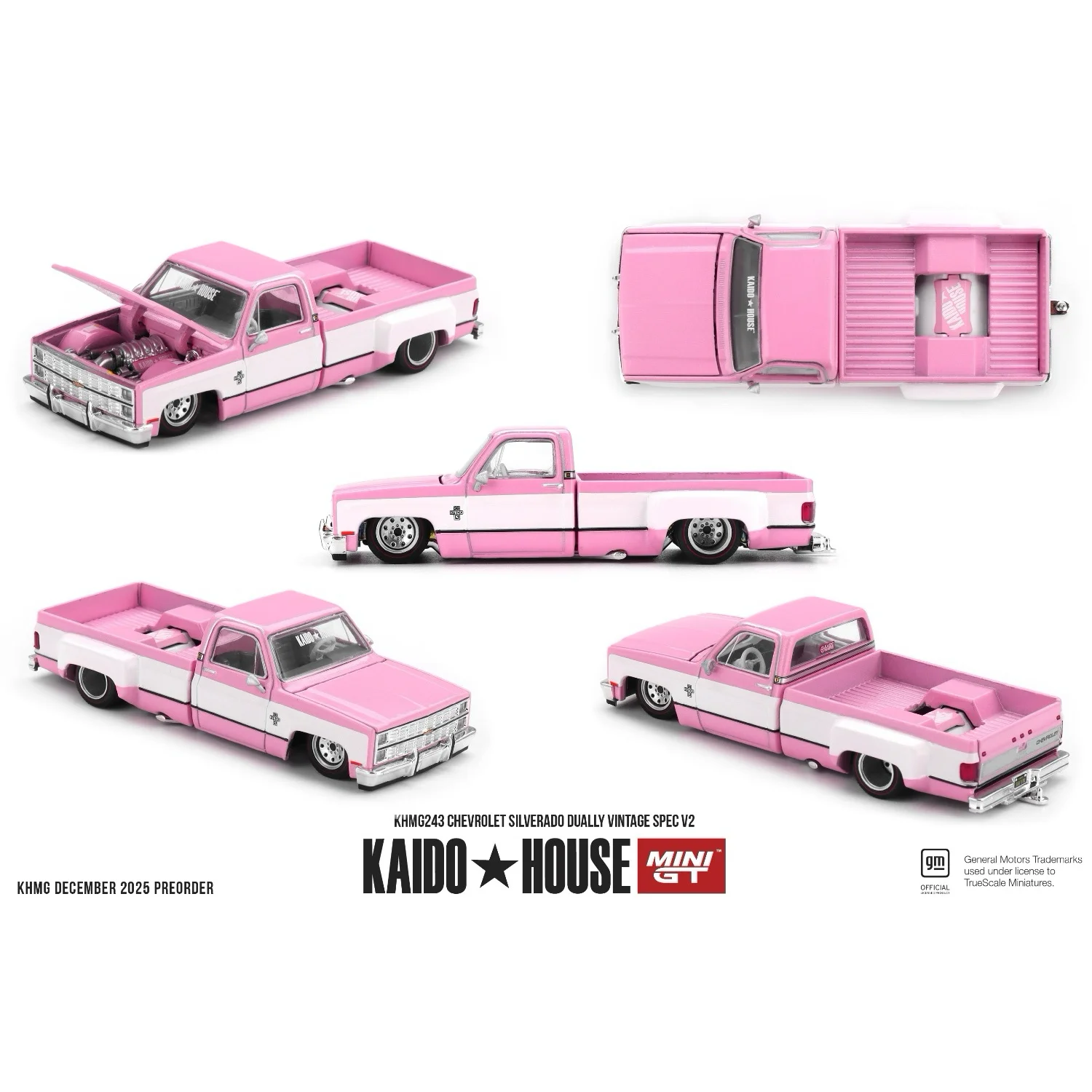 Chevrolet Silverado Dually Vintage Spec V2 - Rosa - 243 - Mini GT - 1:64