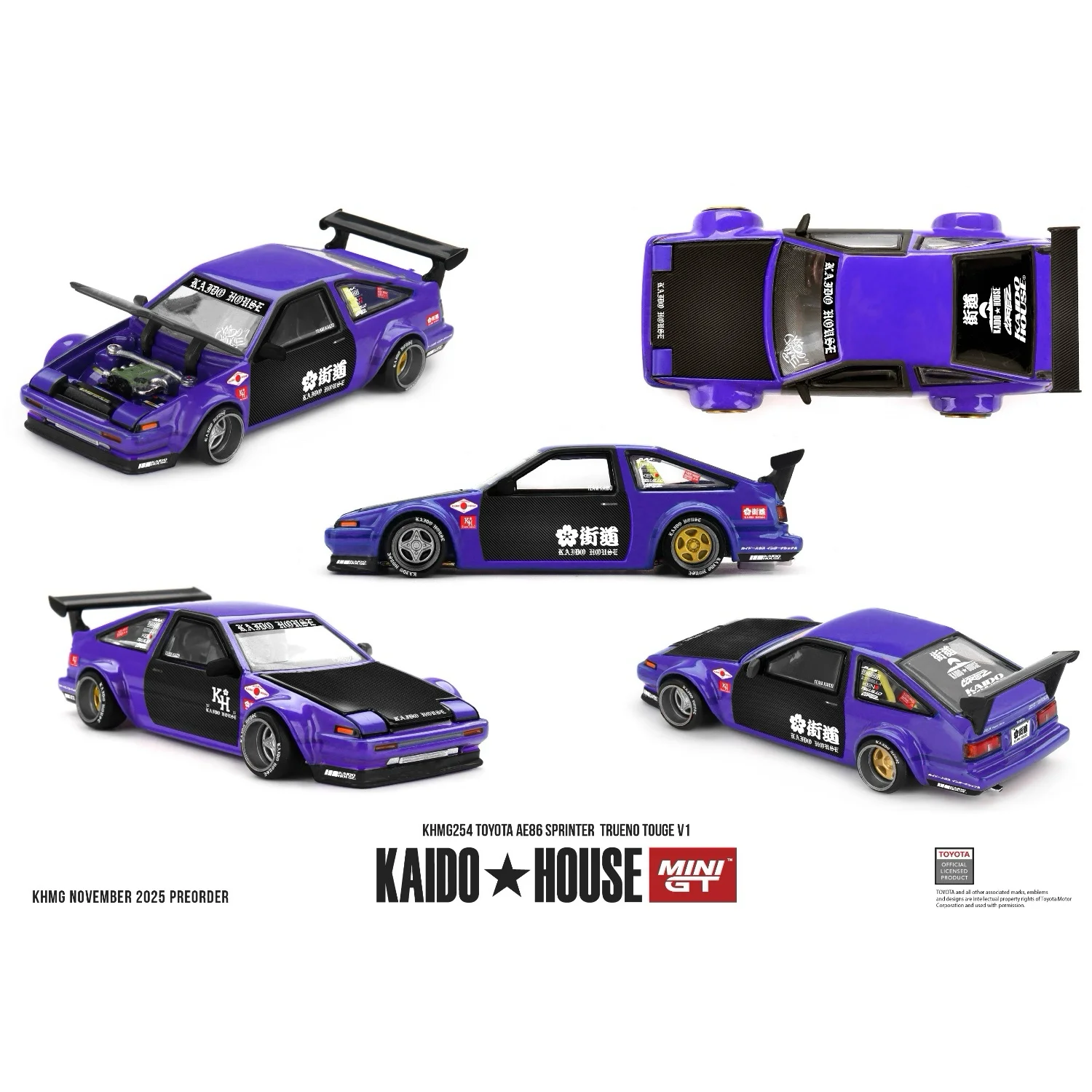 Toyota AE86 Sprinter Trueno TOUGE V1 - Lila - 254 - Mini GT - 1:64