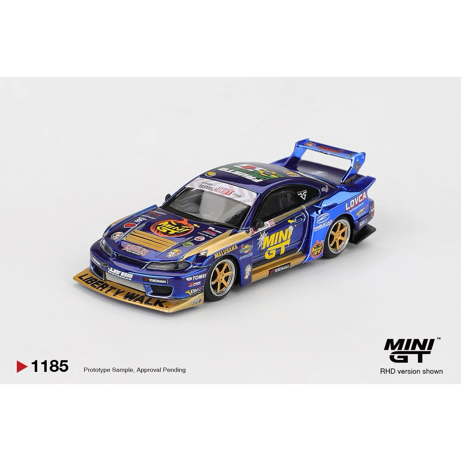Nissan LB-Super Silhouette S15 SILVIA #555 Team MINI GT Liberty Walk 2025 Formula Drift Halloween Special - Blå - 1185 - Mini GT - 1:64