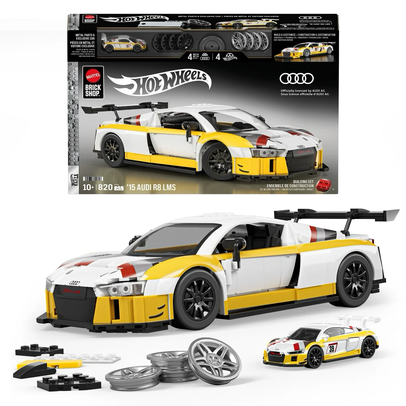 '15 Audi R8 LMS - Mattel Brick Shop - Klossbyggsats - Hot Wheels Elite Series