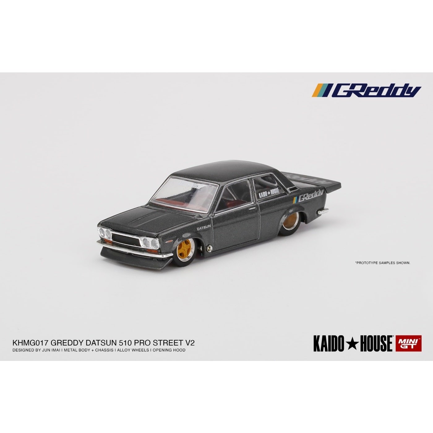 Datsun 510 Pro Street GReddy – 017 – KAIDO – Mini GT – 1:64