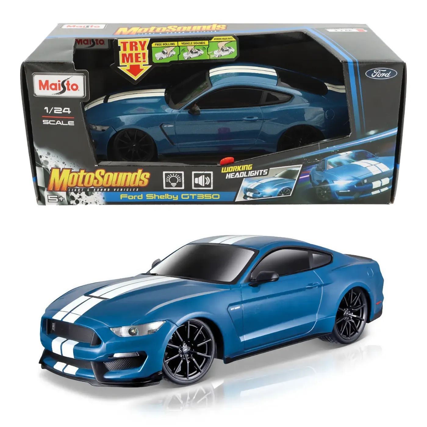 Ford Shelby GT350 – Blå – Ljud och ljus – Maisto – 1:24