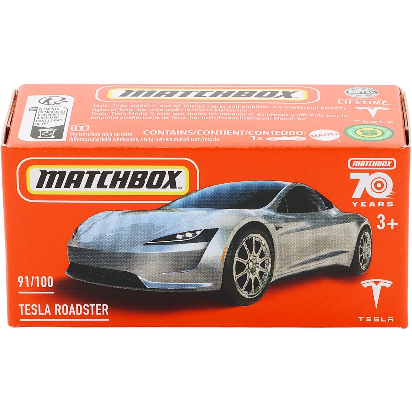 Läs mer om Tesla Roadster - Silver - Power Grab - Matchbox