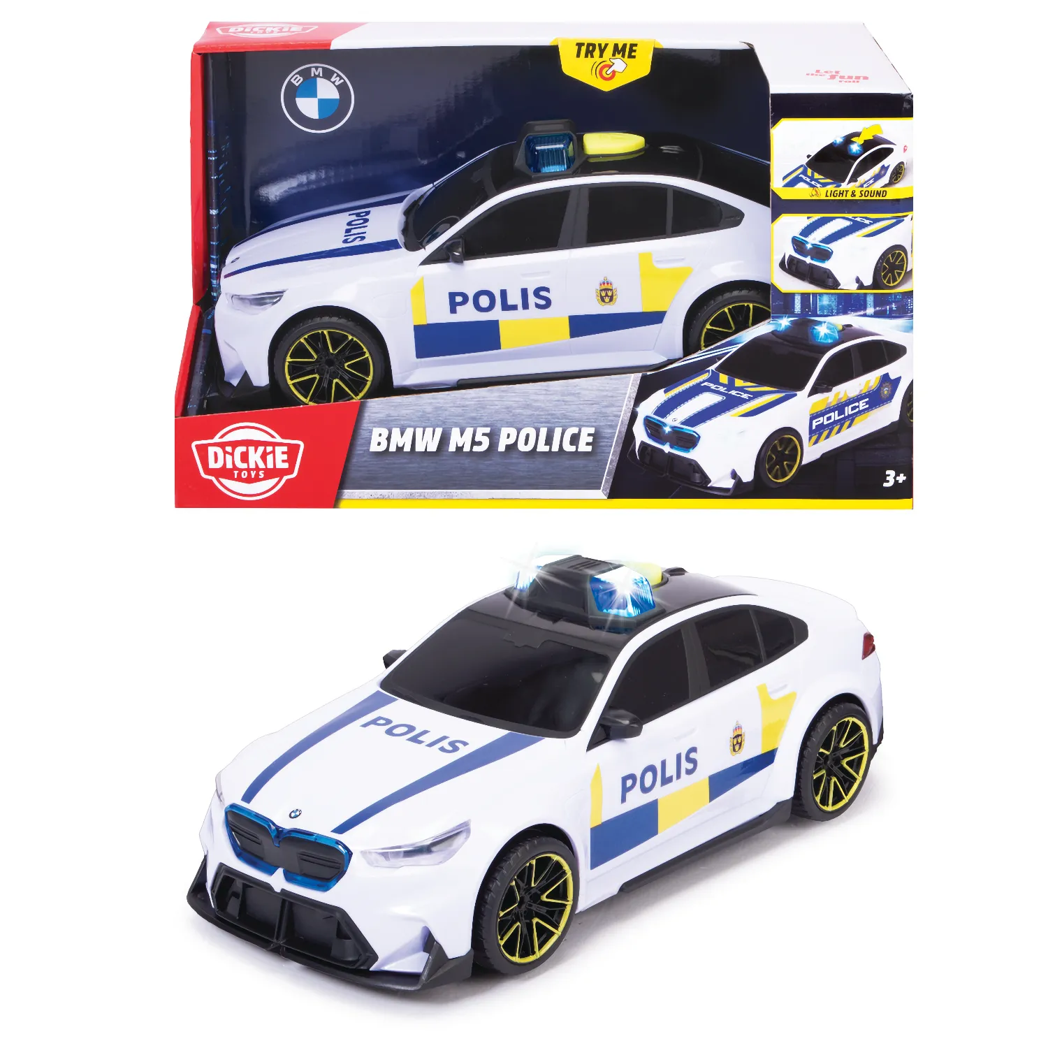 BMW M5 - Svensk Polisbil med ljud och ljus - Dickie Toys - 25 cm