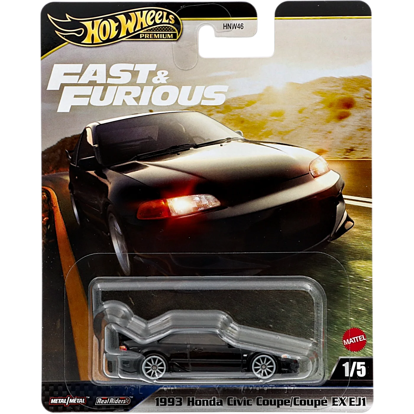 1993 Honda Civic Coupe EX EJ1 - Svart - Fast & Furious - Hot Wheels Premium