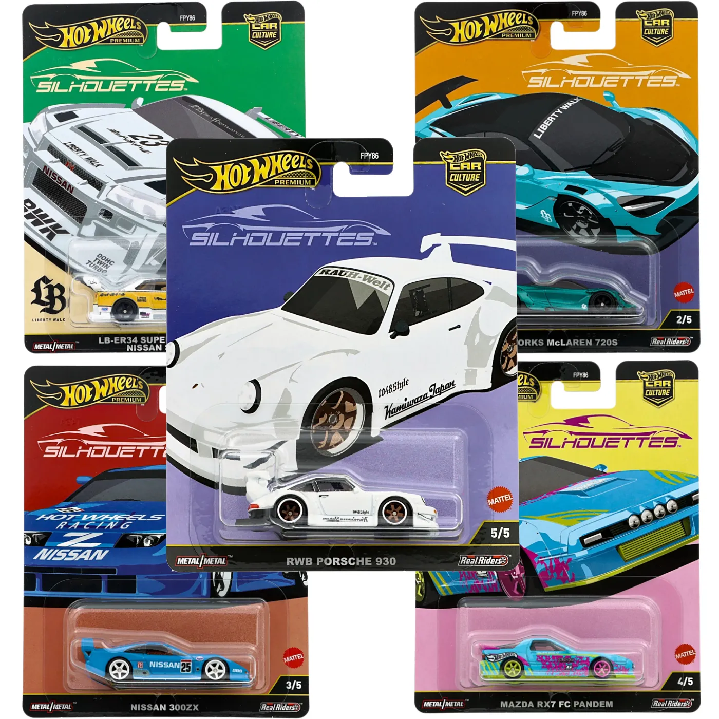 Car Culture: Silhouettes - 5 bilar - Hot Wheels