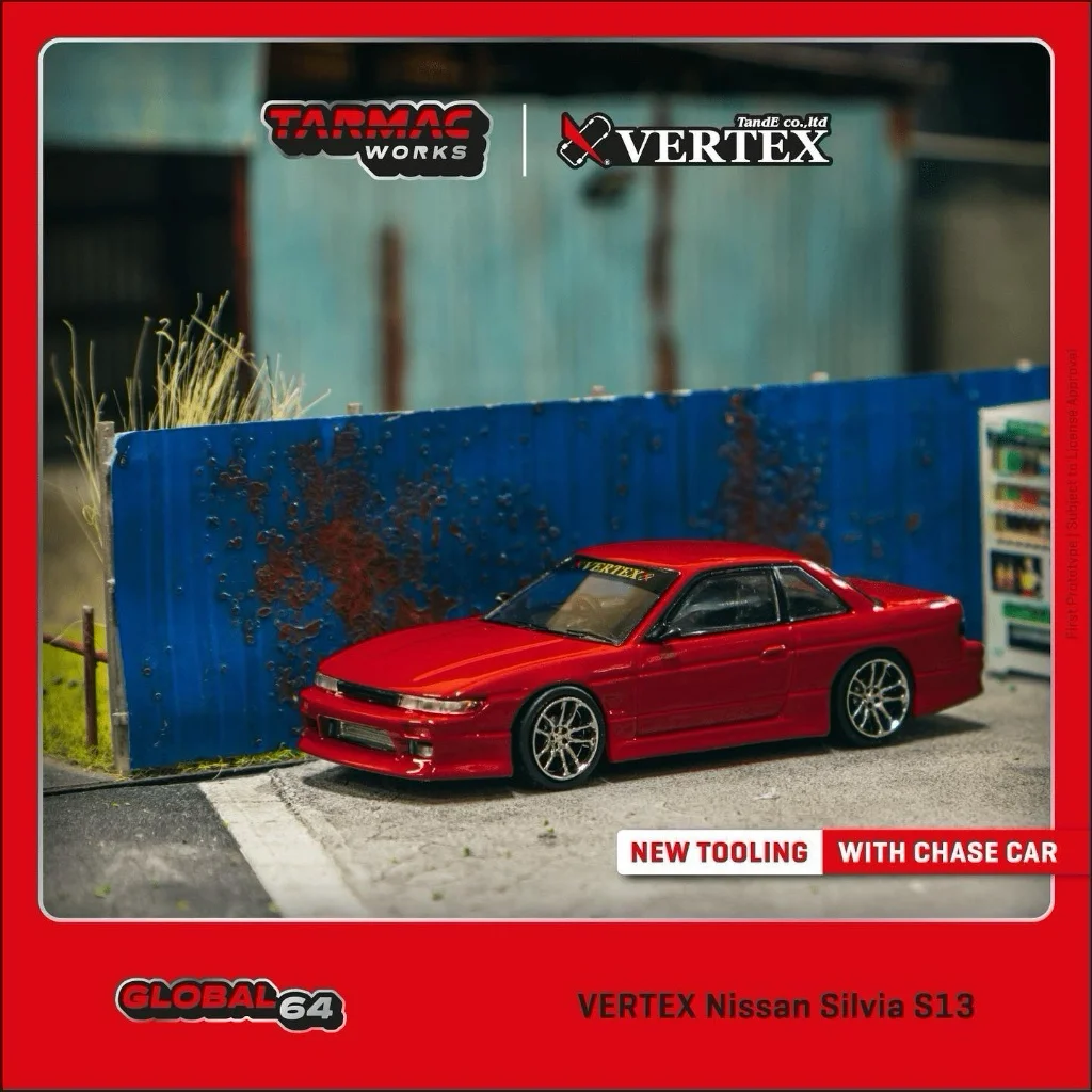 VERTEX Nissan Silvia S13 – Röd – GLOBAL64 – Tarmac – 1:64