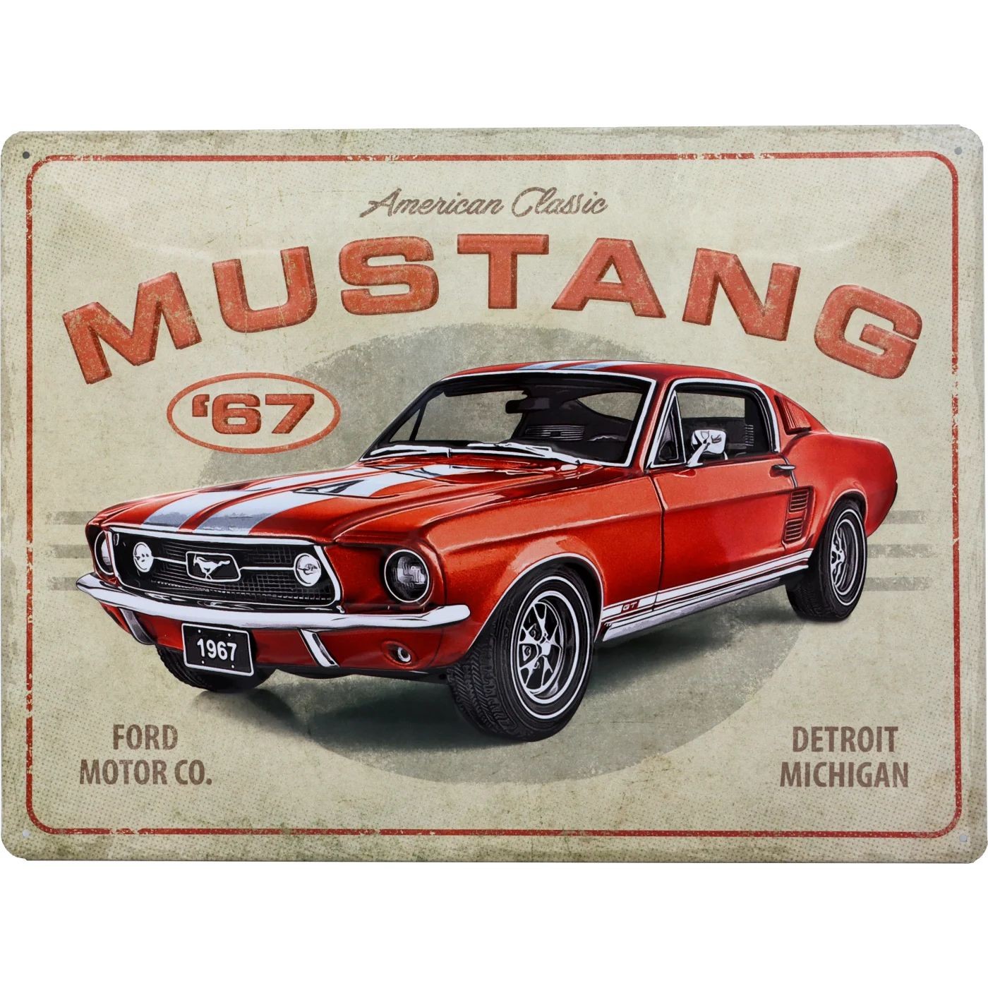 Mustang '67 - Röd - American Muscle - Plåtskylt - 40x30 cm