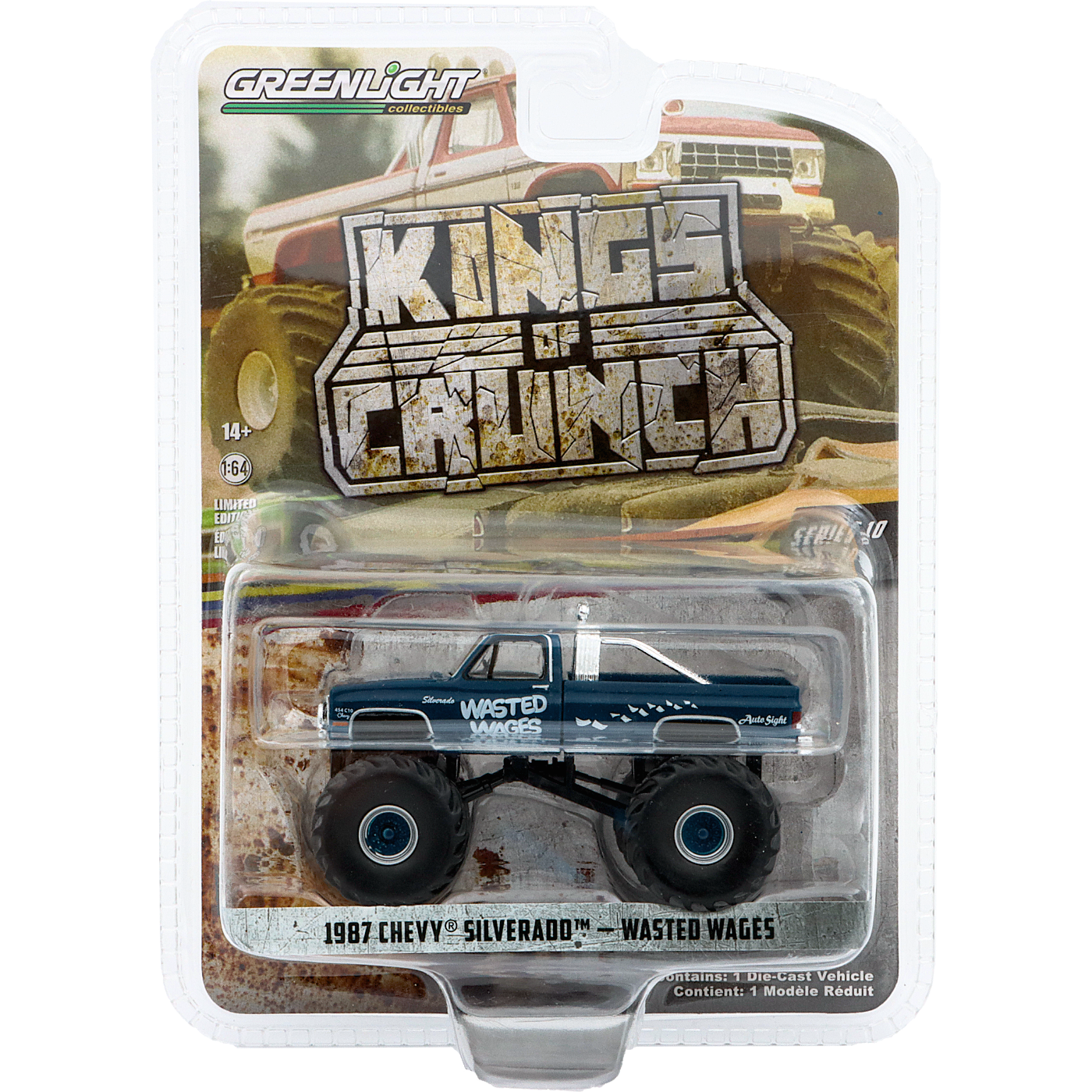 1987 Chevy Silverado - Wasted Wages - Kings of Crunch - GreenLight - 1:64