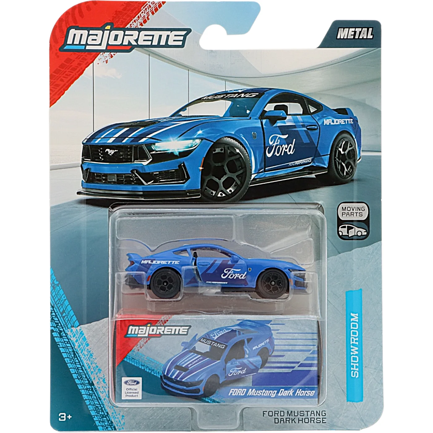Ford Mustang Dark Horse - Blå - Showroom Deluxe Cars - Majorette - 7 cm