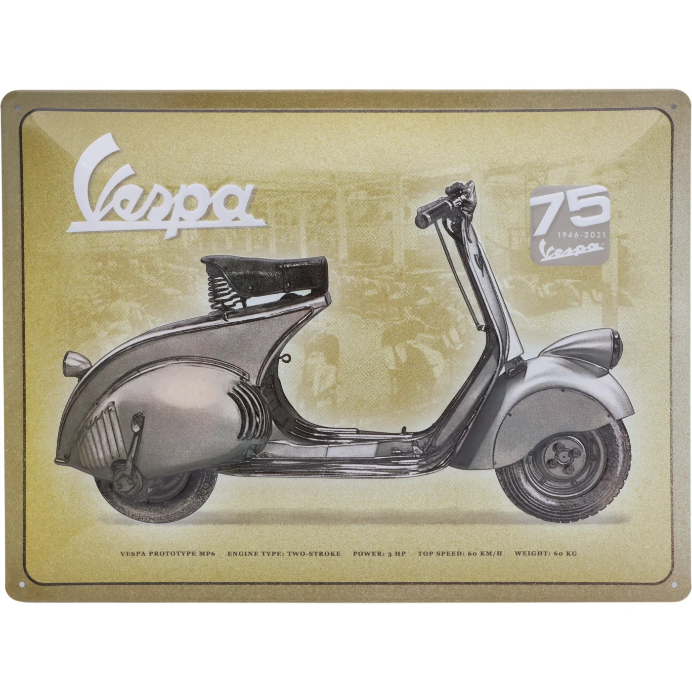 Läs mer om Vespa MP6 - Plåtskylt - 30x40 cm