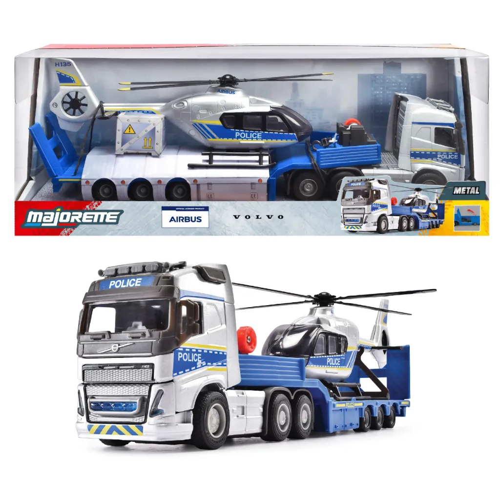 Volvo FH-16 med trailer + Airbus H135 Helikopter - Majorette