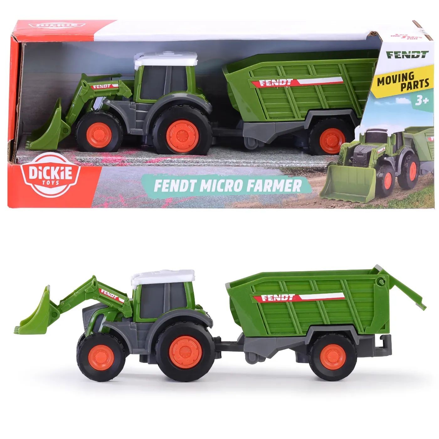 Läs mer om Traktor med fodervagn - Fendt Micro Farmer - Dickie Toys