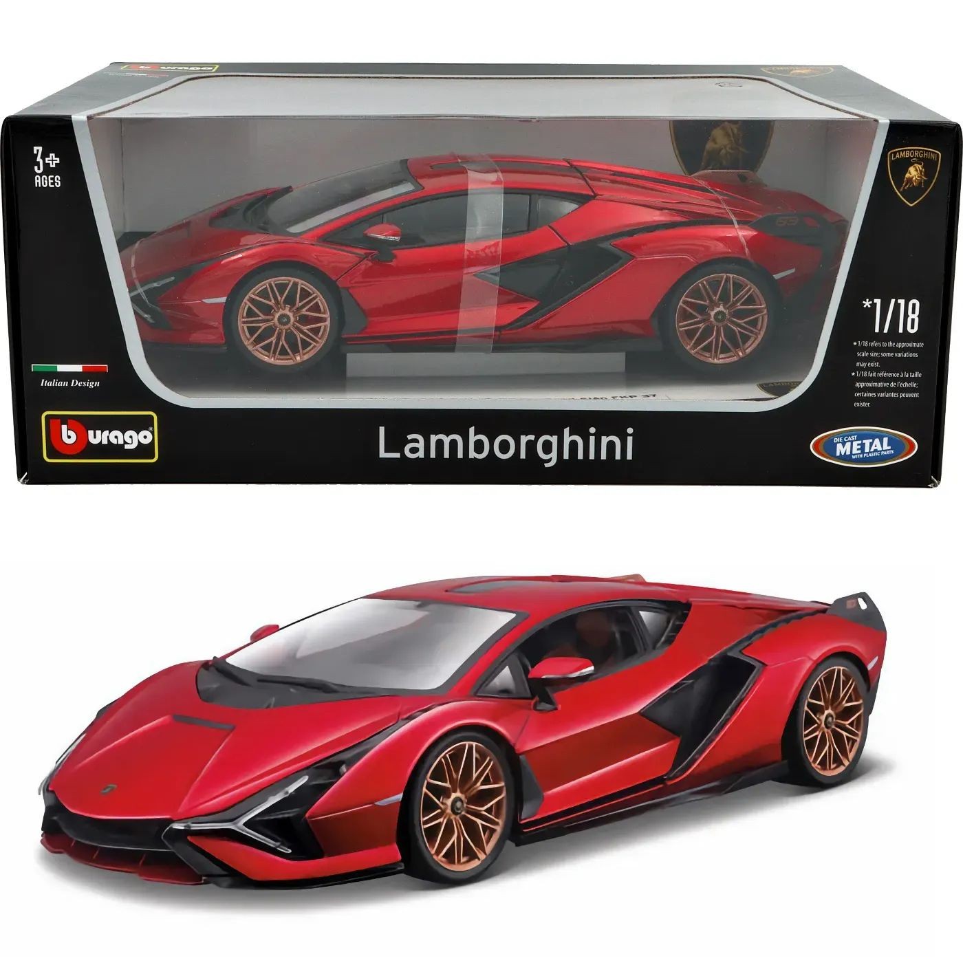 Läs mer om Lamborghini Sián FKP 37 - 2019 - Röd - Bburago - 1:18